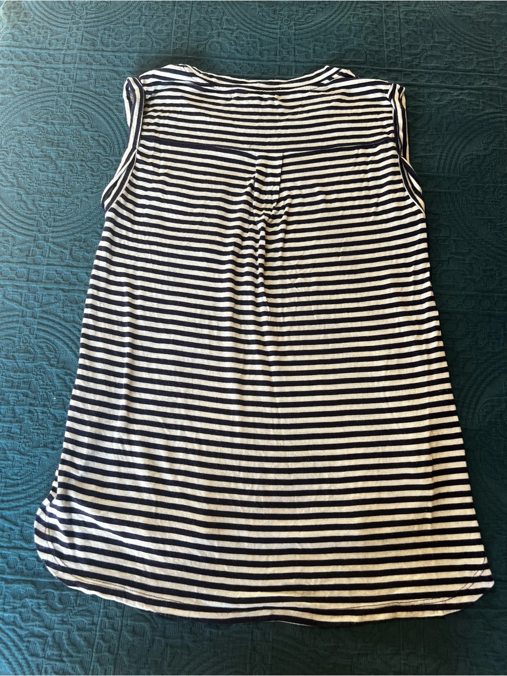 Pink Rose Casual Sleeveless Blue White Striped Crewneck Pocket Tee Tank Shirt-M - Picture 12 of 15